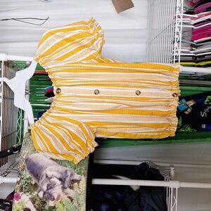 URBAN FREEDOM YELLOW AND WHITE XS BLOUSE